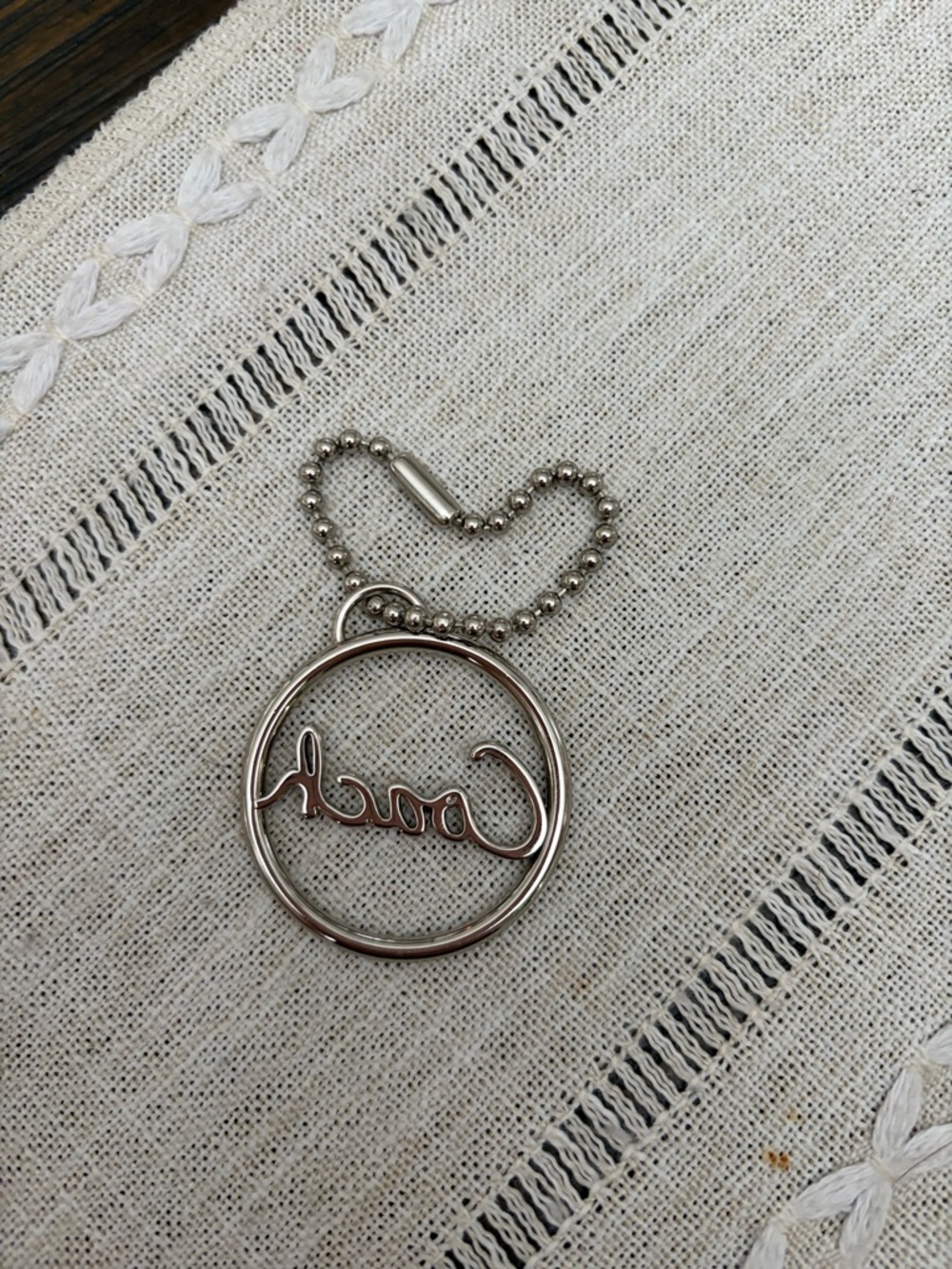 Coach Silver Script Circle Keychain - Picture 2 of 4